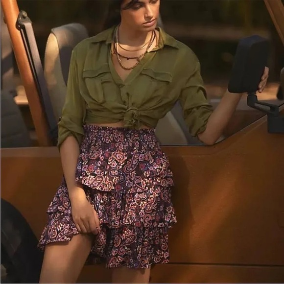 Anthropologie Dresses & Skirts - Anthropologie Myla tiered purple paisley-print mini skirt M